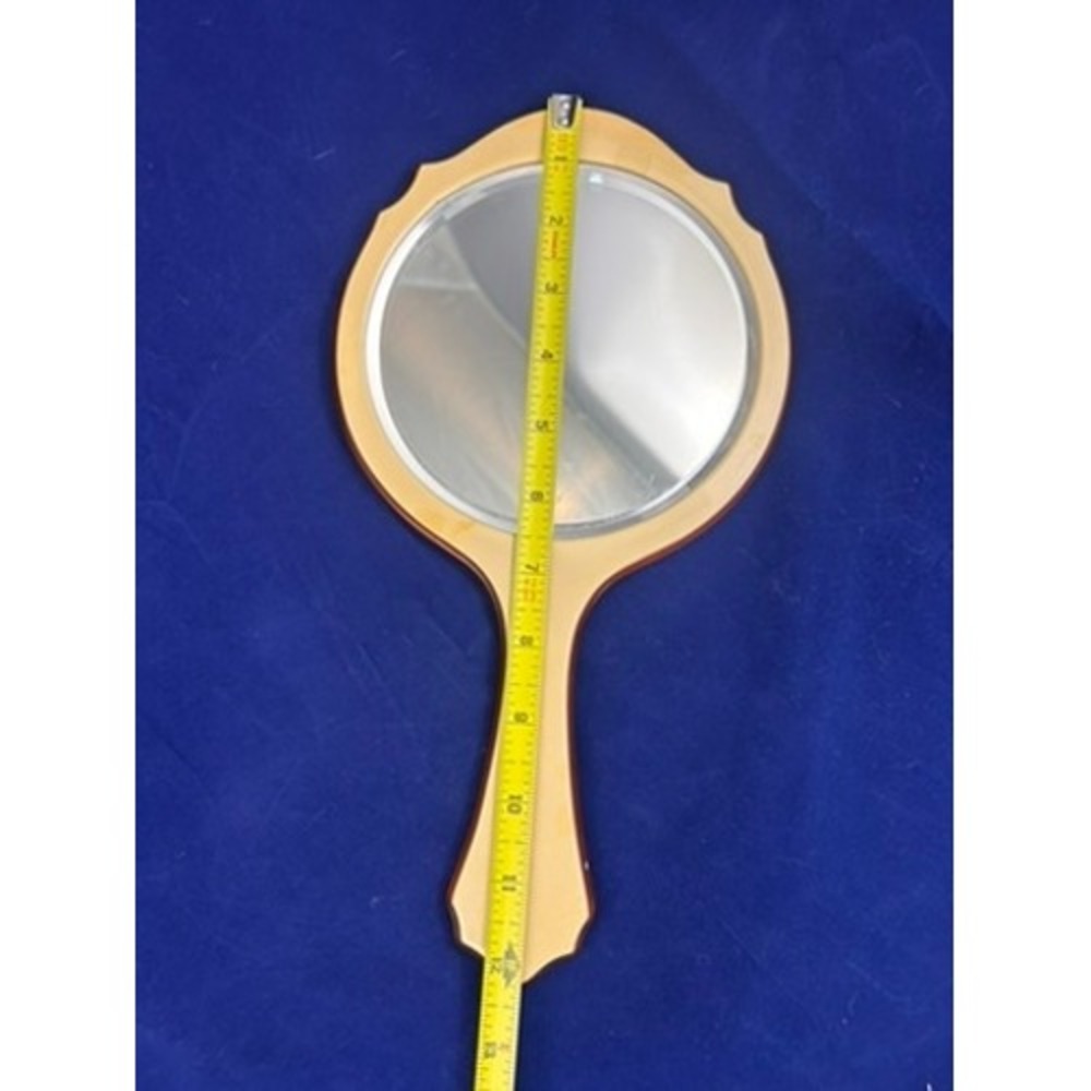 Vintage 1940s Butterscotch Lucite Hand Mirror Scalloped Vanity Art Deco - Picture 5 of 6